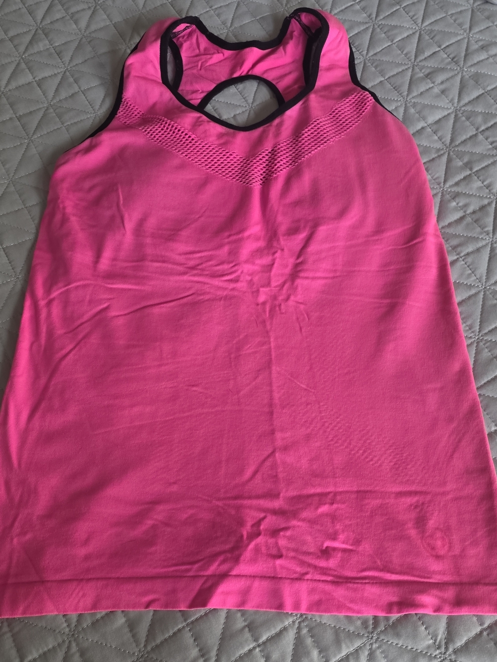 Bright Pink Racerback Tank with Black Trim